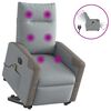 vidaXL Poltrona el&eacute;trica reclin&aacute;vel massagens tecido cinzento-claro
