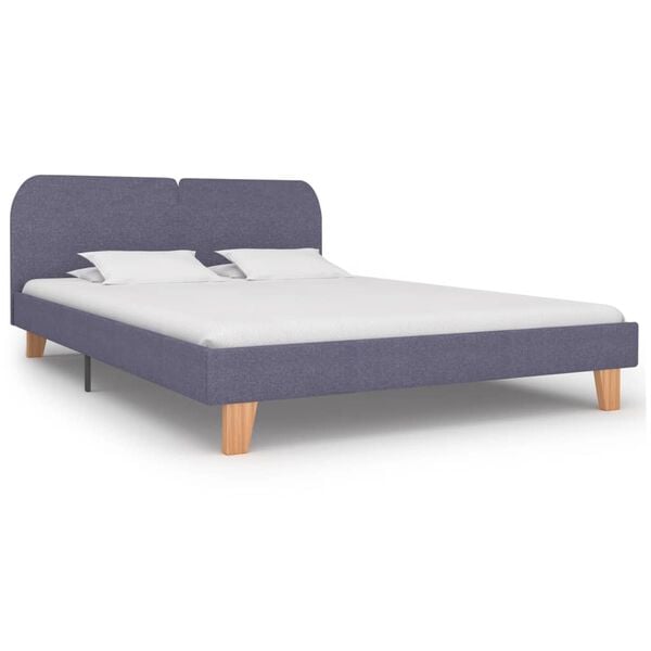 vidaXL Estrutura de cama em tecido 160x200 cm cinzento-claro
