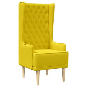 vidaXL Cadeira de encosto alto com bot&otilde;es Amarelo Claro Tecido