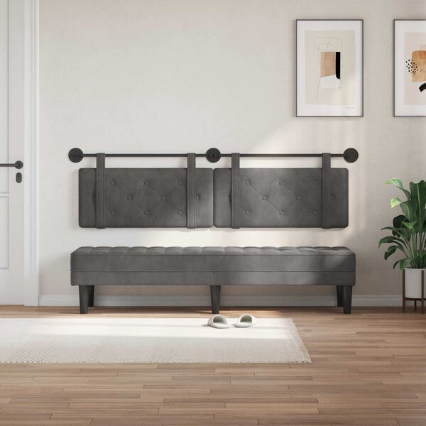 vidaXL Cabeceira Suspensa Cinza Escuro 190 x 55 x 5 cm Veludo