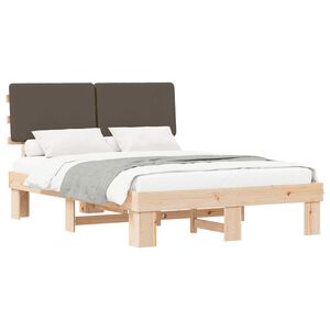 vidaXL Estrutura de Cama com Cabeceira Estofada Cinzento-acastanhado