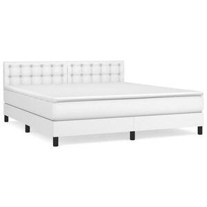 vidaXL Cama com molas/colch&atilde;o 180x200 cm couro artificial branco