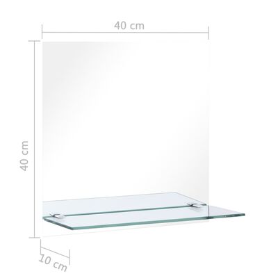 vidaXL Espelho de parede c/ prateleira vidro temperado 40x40 cm