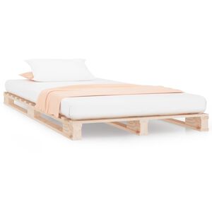 vidaXL Cama de paletes pequena de solteiro 75x190 cm pinho maci&ccedil;o