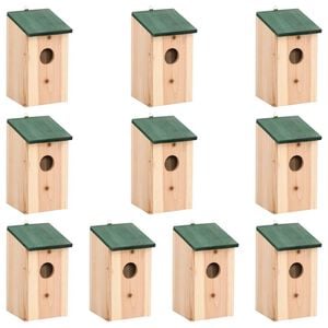 vidaXL Casas para p&aacute;ssaros 10 pcs 12x12x22 cm madeira de abeto maci&ccedil;a