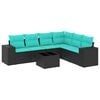 vidaXL Conjunto de sof&aacute; de jardim com 7 pe&ccedil;as e almofadas em rattan sint&eacute;tico preto