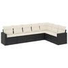 vidaXL 7 pcs conjunto de sof&aacute;s p/ jardim c/ almofad&otilde;es vime PE preto