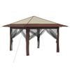 vidaXL Gazebo com 4 Laterais 3,3 x 3,3 m Creme e Marrom