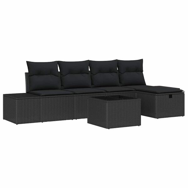 vidaXL Conjunto de Sof&aacute; de Jardim 6 pcs Preto 55 x 62 x 69 cm
