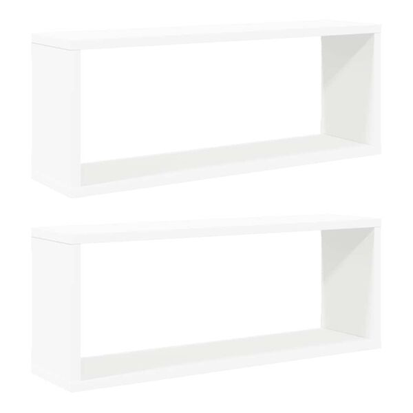 vidaXL Prateleiras parede forma de cubo 2 pcs derivados madeira branco