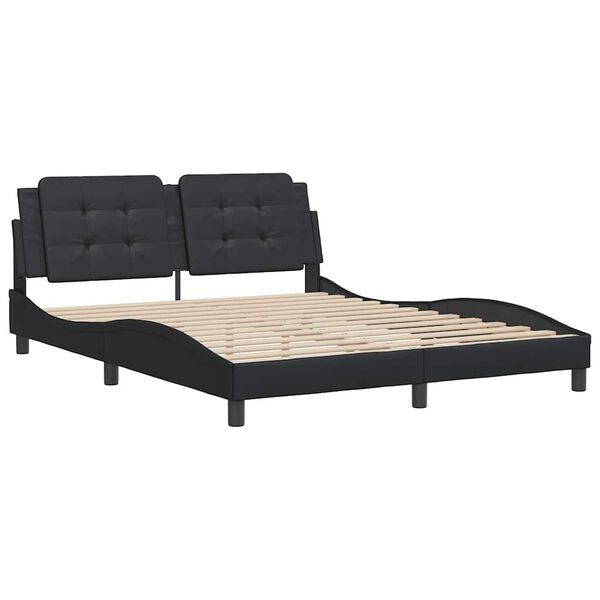 vidaXL Estrutura de cama sem colch&atilde;o Zadar 160x200 cm couro artificial preto