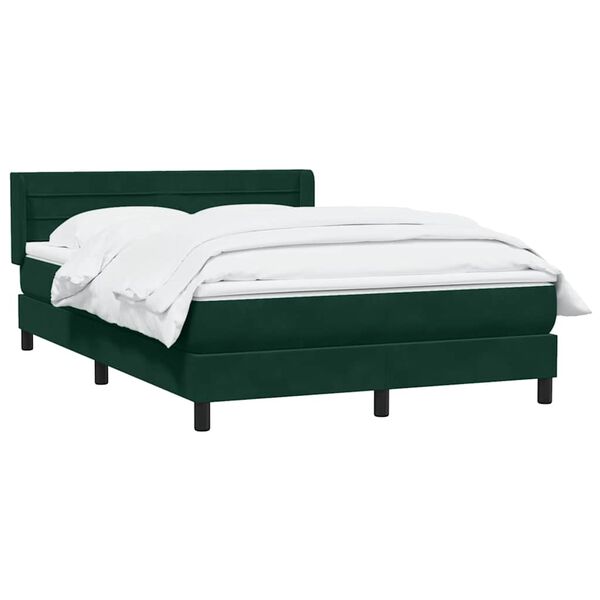 vidaXL Cama com molas/colch&atilde;o 160x220 cm veludo verde-escuro