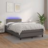vidaXL Cama box spring c/ colch&atilde;o/LED 120x190cm couro artificial cinza