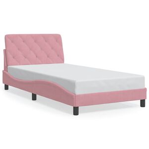 vidaXL Estrutura de cama sem colch&atilde;o 100x200 cm veludo rosa