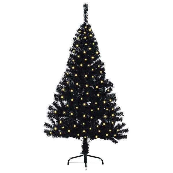 vidaXL &Aacute;rvore de Natal Artificial Pr&eacute;-iluminada Preto 150 cm PVC