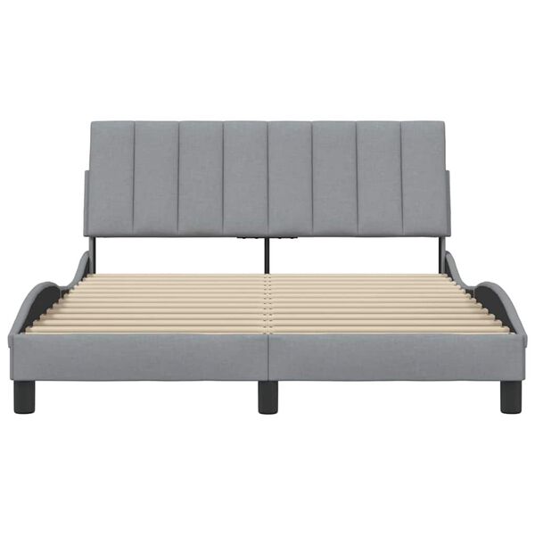 vidaXL Estrutura de cama sem colch&atilde;o Hanko 120x200 cm tecido cinzento-claro