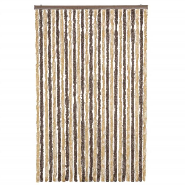 vidaXL Cortina anti-insetos 118x220 cm chenille castanho-escuro e bege