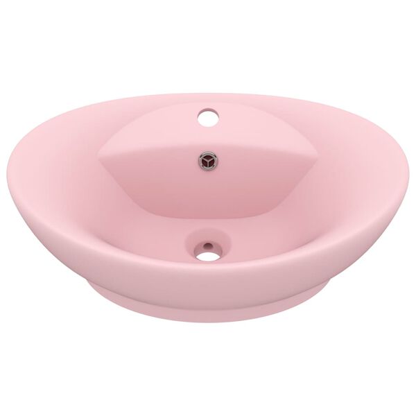 vidaXL Lavatório luxuoso oval 58,5x39 cm cerâmica rosa mate