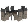 vidaXL 7 pcs conjunto de jantar p/ jardim c/ almofad&otilde;es vime PE cinza