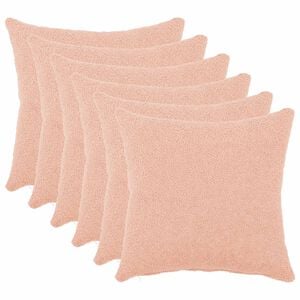 vidaXL Capa almofada 6 pcs HEERLEN Rosa 30 x 30 cm Boucl&eacute;