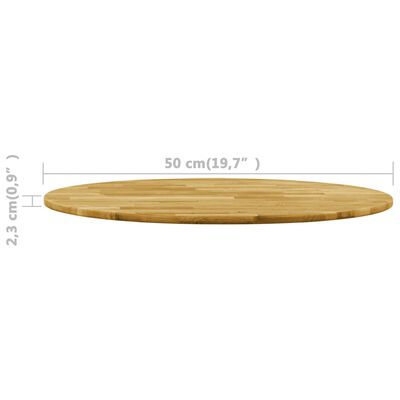 vidaXL Tampo de mesa madeira de carvalho maciça redondo 23 mm 500 mm
