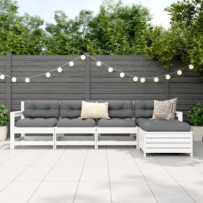 vidaXL 5 pcs conjunto de sofás de jardim madeira pinho maciça branco