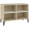vidaXL M&oacute;vel de TV c/ pernas metal 69,5x30x50cm branco/carvalho sonoma