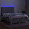 vidaXL Cama box spring c/ colch&atilde;o e LED 140x200 cm tecido cinza-claro