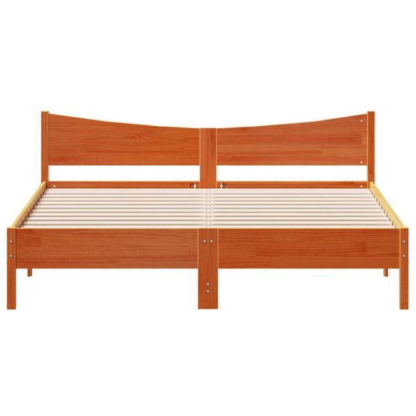 vidaXL Cama sem colch&atilde;o 200x200 cm pinho maci&ccedil;o castanho-mel