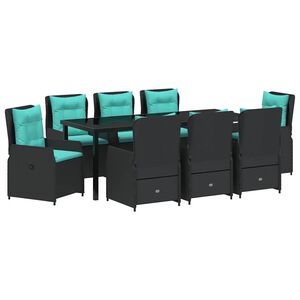 vidaXL Conjunto de Jantar para Jardim 9 unid. Preto Rattan Sint&eacute;tico