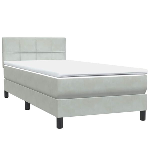 vidaXL Cama com molas/colch&atilde;o Cinza Claro 90x210 cm veludo