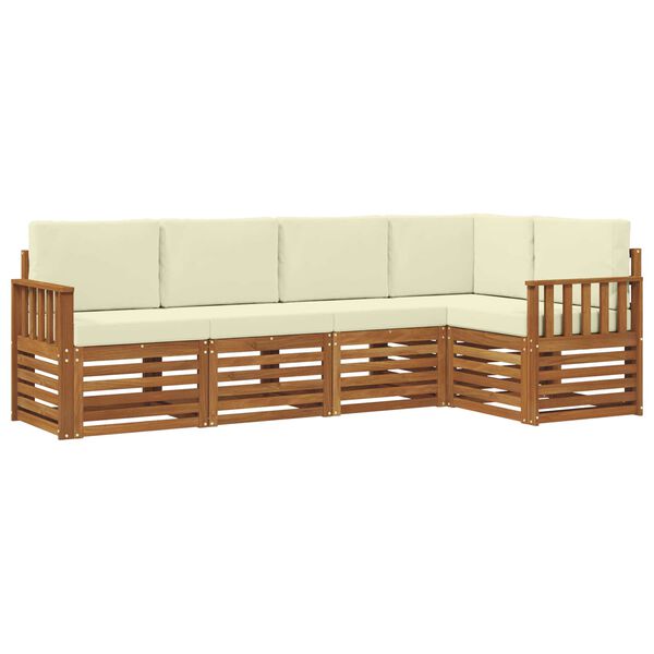 vidaXL Conjunto de Sof&aacute; Sectional com almofada 5 pcs Natural e Creme