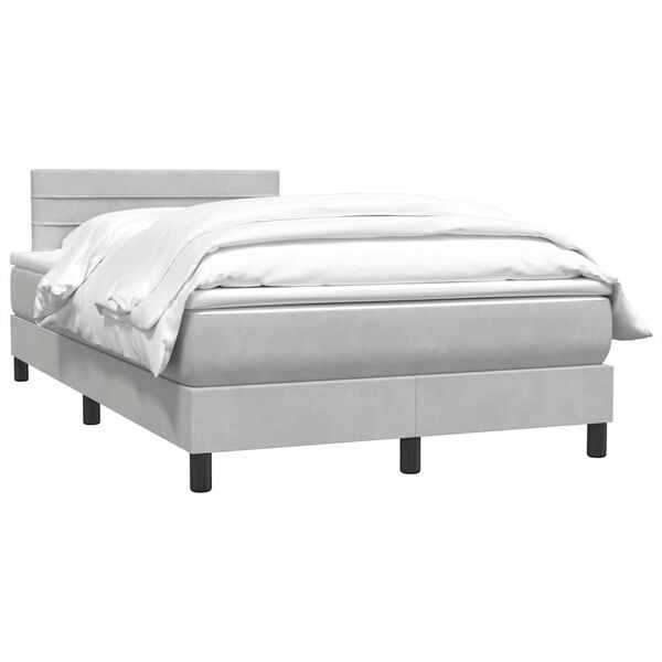 vidaXL Cama boxspring c/ colch&atilde;o 120x210 cm veludo cinzento-claro