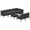 vidaXL 8 pcs conjunto lounge de jardim c/ almofad&otilde;es vime PE preto