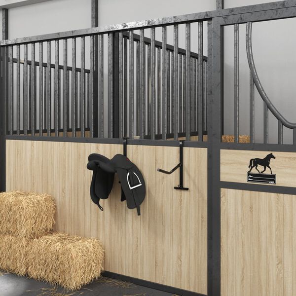 vidaXL Suporte de sela c/ gancho p/ brida bra&ccedil;o &uacute;nico ferro preto