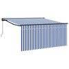 vidaXL Toldo Retr&aacute;til Azul e Branco 350 x 250 cm Poli&eacute;ster e Alum&iacute;nio