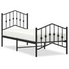 vidaXL Estrutura de cama com cabeceira e p&eacute;s 75x190 cm metal preto