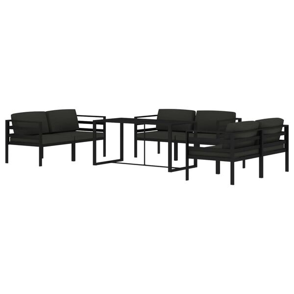vidaXL 7 pcs conjunto lounge jardim com almofad&otilde;es alum&iacute;nio antracite
