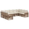 vidaXL Conjunto de Sof&aacute; de Jardim 9 pcs Bege e Branco Creme vime PE