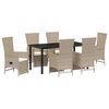 vidaXL Conjunto de Jantar para Jardim 7 unid. Bege vime PE