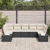 vidaXL Conjunto de Sof&aacute; de Jardim com almofada 7 pcs Preto vime PE