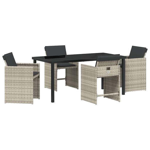 vidaXL Conjunto de Jantar para Jardim 5 pcs Cinzento-claro vime PE