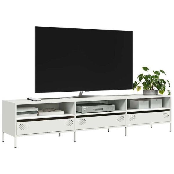 vidaXL M&oacute;vel de TV 202x39x43,5 cm a&ccedil;o laminado a frio branco