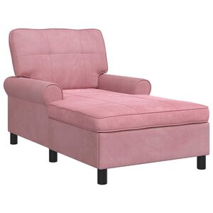 vidaXL Chaise Lounge com almofada Rosa 91 x 157 x 91 cm Veludo