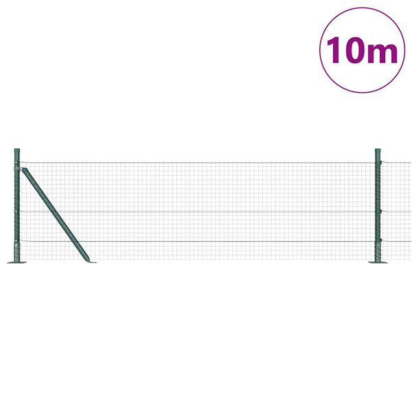 vidaXL Poste de Cerca Verde 10 x 0,4 m (malha de 25 x 25 mm) A&ccedil;o e PVC