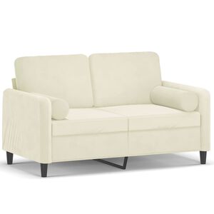 vidaXL Sof&aacute; 2 lugares c/ almofadas decorativas 120 cm veludo creme