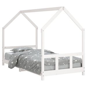 vidaXL Estrutura de cama infantil 90x200 cm pinho maciço branco