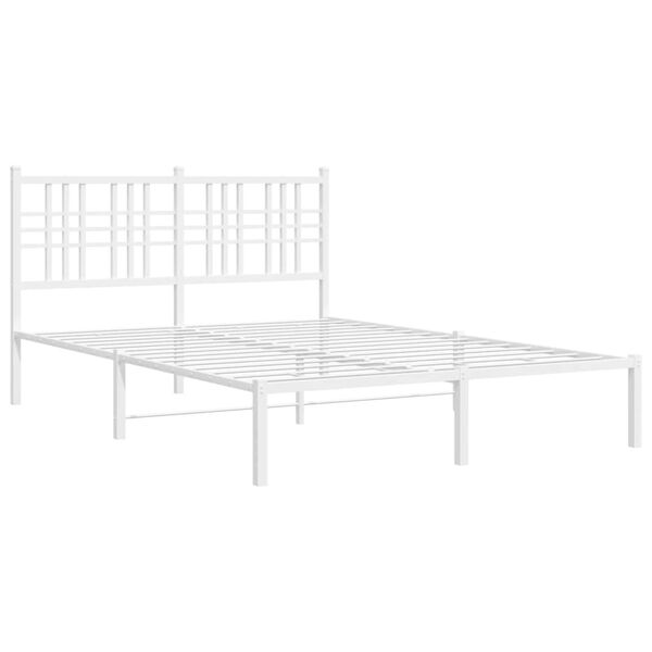 vidaXL Estrutura de cama com cabeceira 140x190 cm metal branco