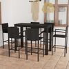 vidaXL Conjunto de bar exterior c/ apoio de bra&ccedil;os 7 pcs vime PE preto