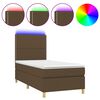 vidaXL Cama box spring c/ colch&atilde;o/LED 90x200 cm tecido castanho-escuro